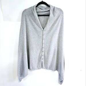 Hannah Rose Cotton Cashmere Blend Hi-Low Poncho Cardigan Sweater Women's OS